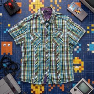 TXT “Question Answer” Plaid Shirt Green Regular